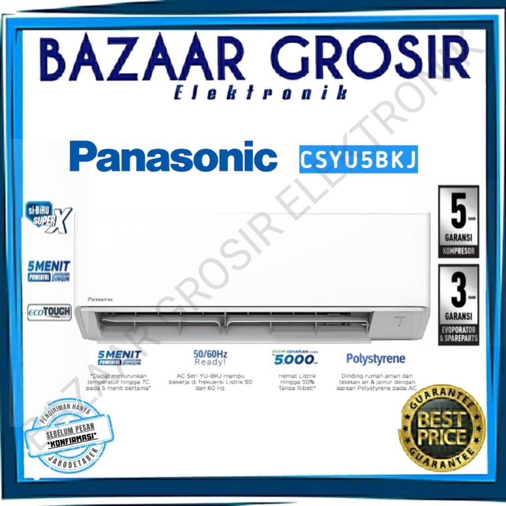 AC PANASONIC CS - YU5BKJ AC SPLITE STANDARD INVERTER R-32 0.5PK - CS/CU-YU5BKJ / AC PANASONIC CS - Y