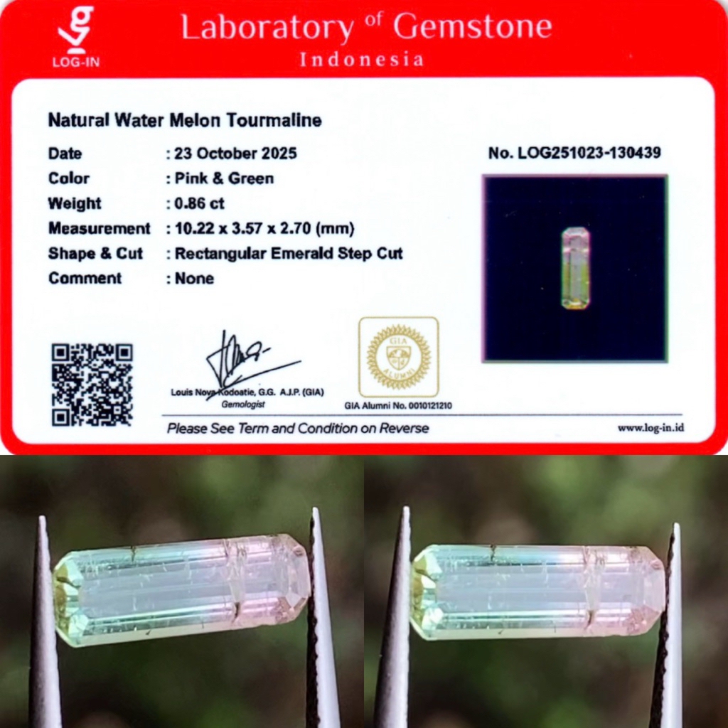 0,86 cts Natural Watermelon Tourmaline origin est. Afghanistan No Treatment Memo LOGIN
