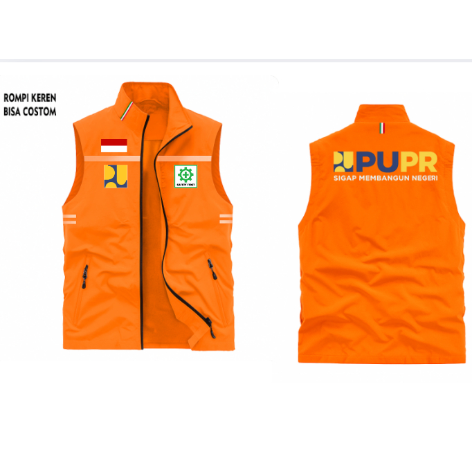Rompi PUPR | Rompi Safety PUPR | Rompi Kerja PUPR | Rompi Dinas PUPR Bias Custom Nama & Logo Sendiri