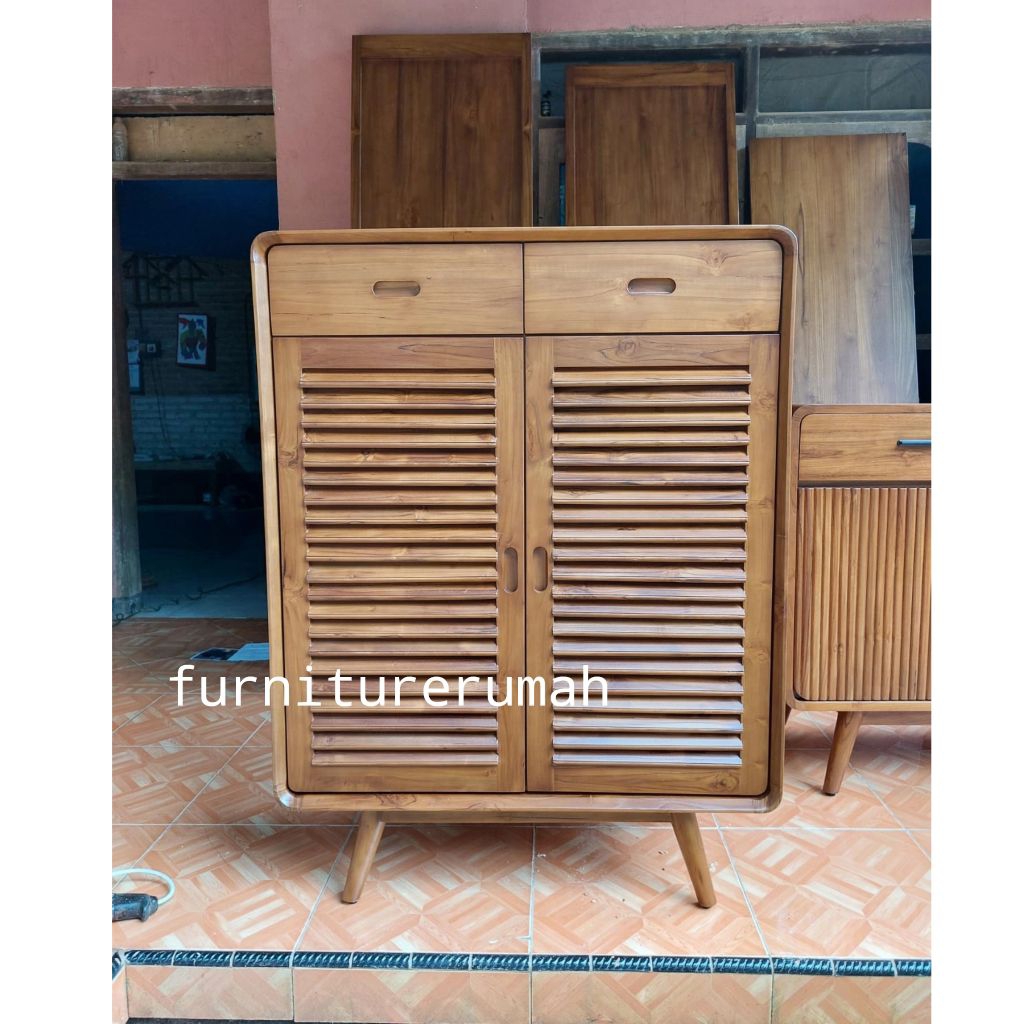 lemari rak sepatu kayu jati minimalis, rak sepatu kayu jati, lemari sepatu kayu jati