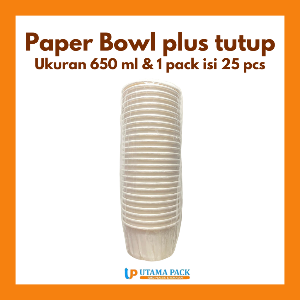 Cup Bowl 650ml 22oz ECO PLUS TUTUP/ Paper Bowl 650ml 22oz