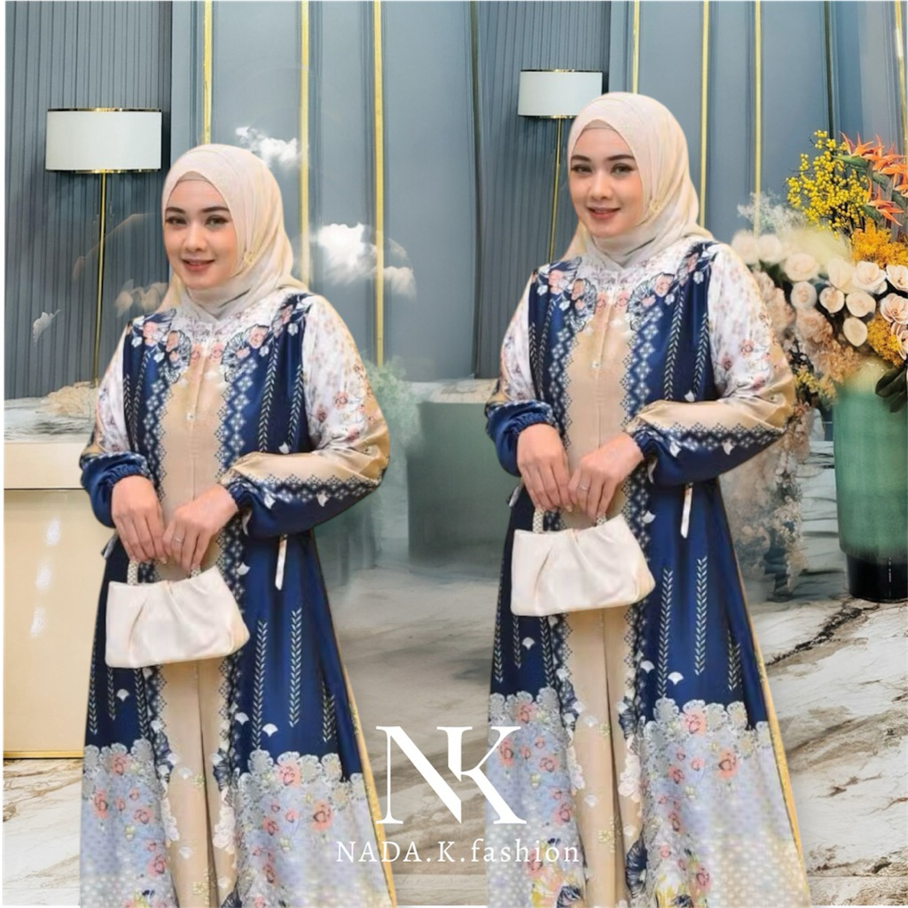 Gamis dress medina  silk premium motif bunga //gamis silk premium //gamis wanita muslim silk premium