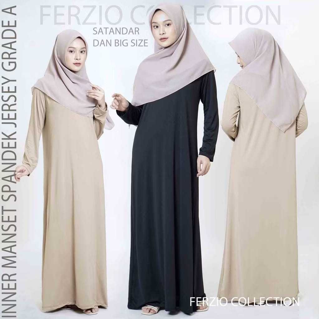 Inner Manset Gamis Lengan Panjang Standar & Jumbo – Dalmis Muslimah Adem Spandek Rayon  Dalaman Gami