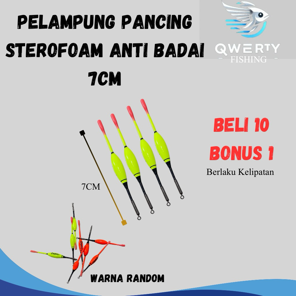 PELAMPUNG PANCING ANTI BADAI STEROFOAM 7CM WARNA RANDOM | BELI 10 BONUS 1 BERLAKU KELIPATAN