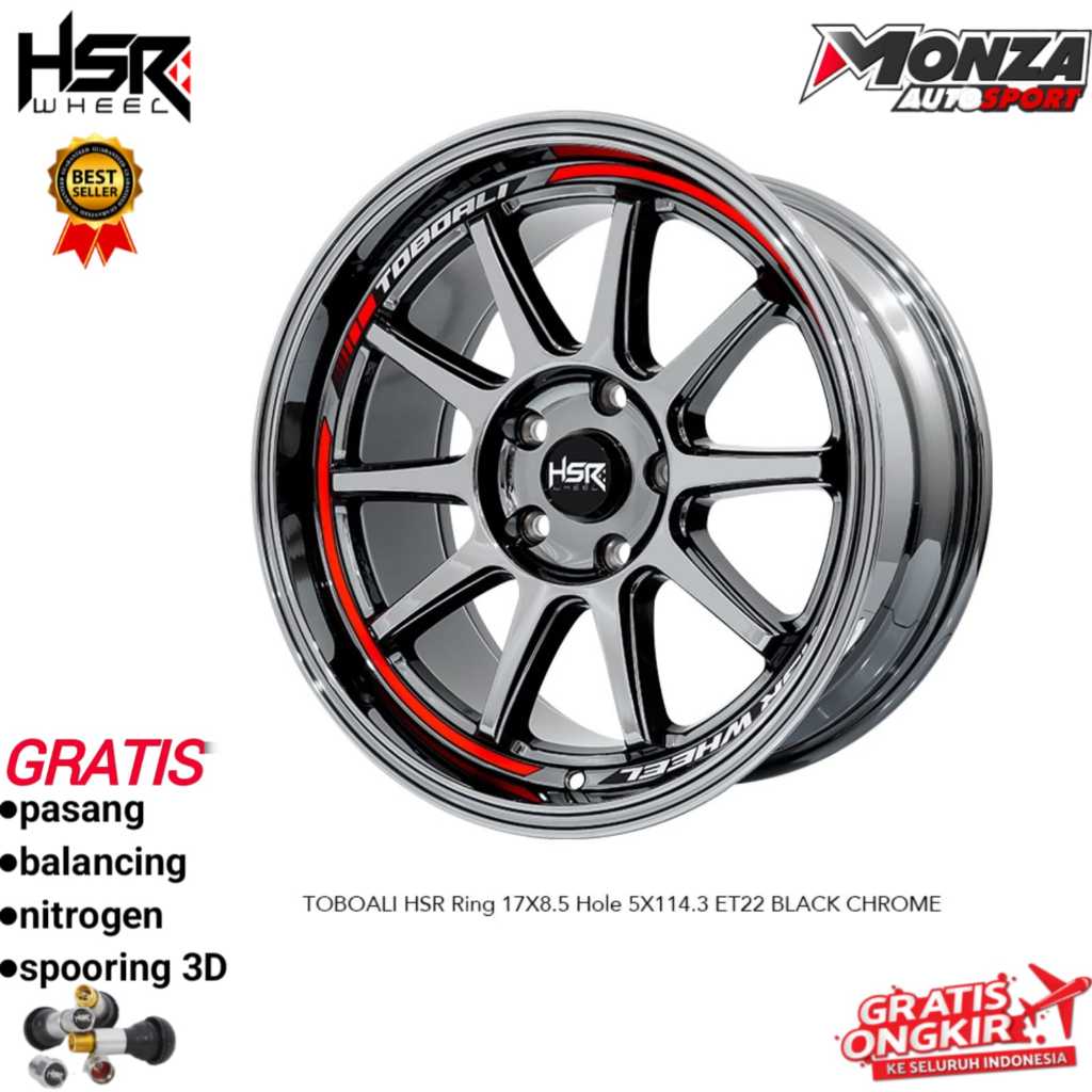 Velg mobil ring 17 Hsr Toboali terios,rush,camry,innova,xpander,juke,civic fd dan lain-lain
