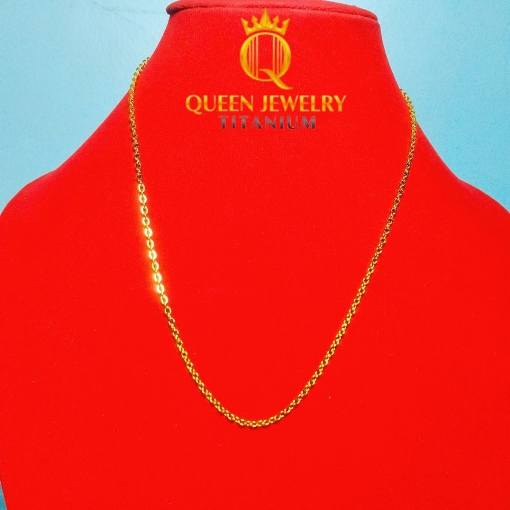 Kalung Emas Titanium Premium – Rantai Spiral Mewah & Korean Style Unisex | Queen Jewelry Titanium