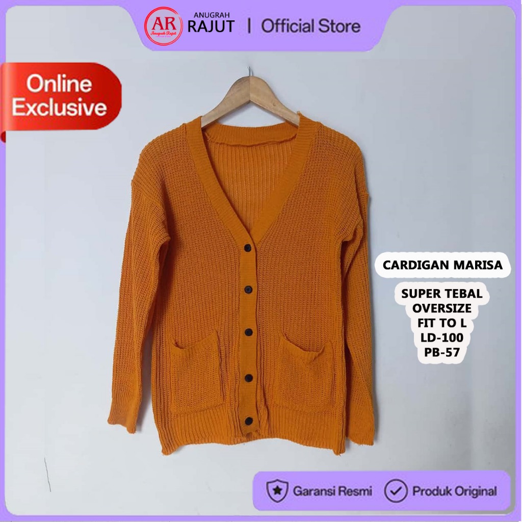 Cardigan rajut merissa, baju sweater rajut wanita lengan panjang ada kancing dan saku depan Anugrah 
