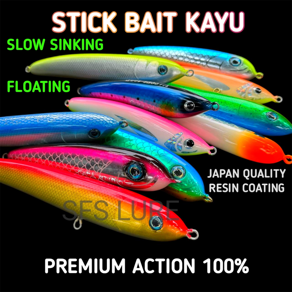 Stick bait floating slow sinking Premium resin coating stickbait umpan pancing popping umpan popper 