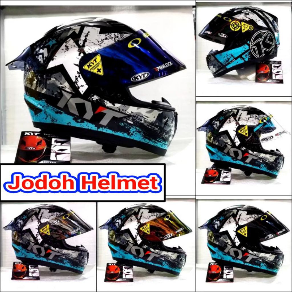 Helm Kyt R10 #3 Black Blue Paket Ganteng
