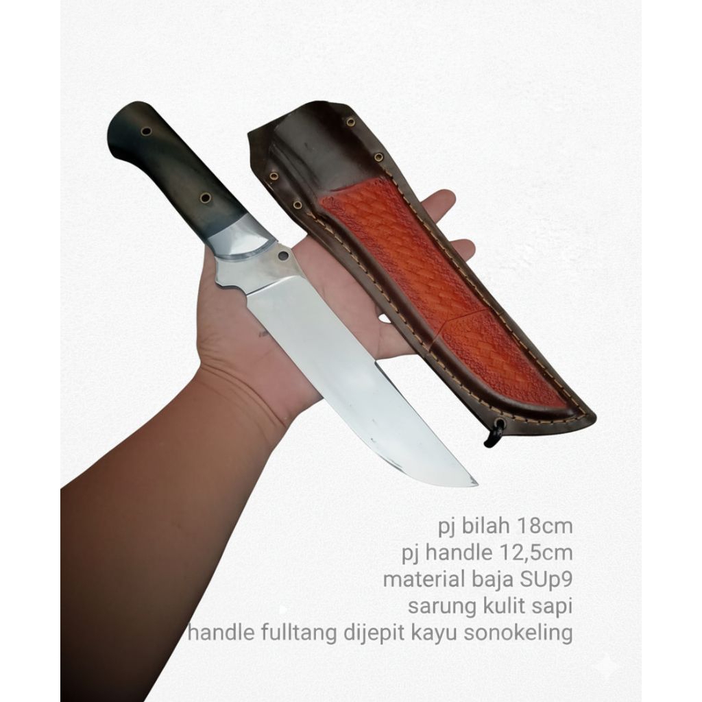 pisau bushcraft hunting fulltank anti lepas sarung kulit