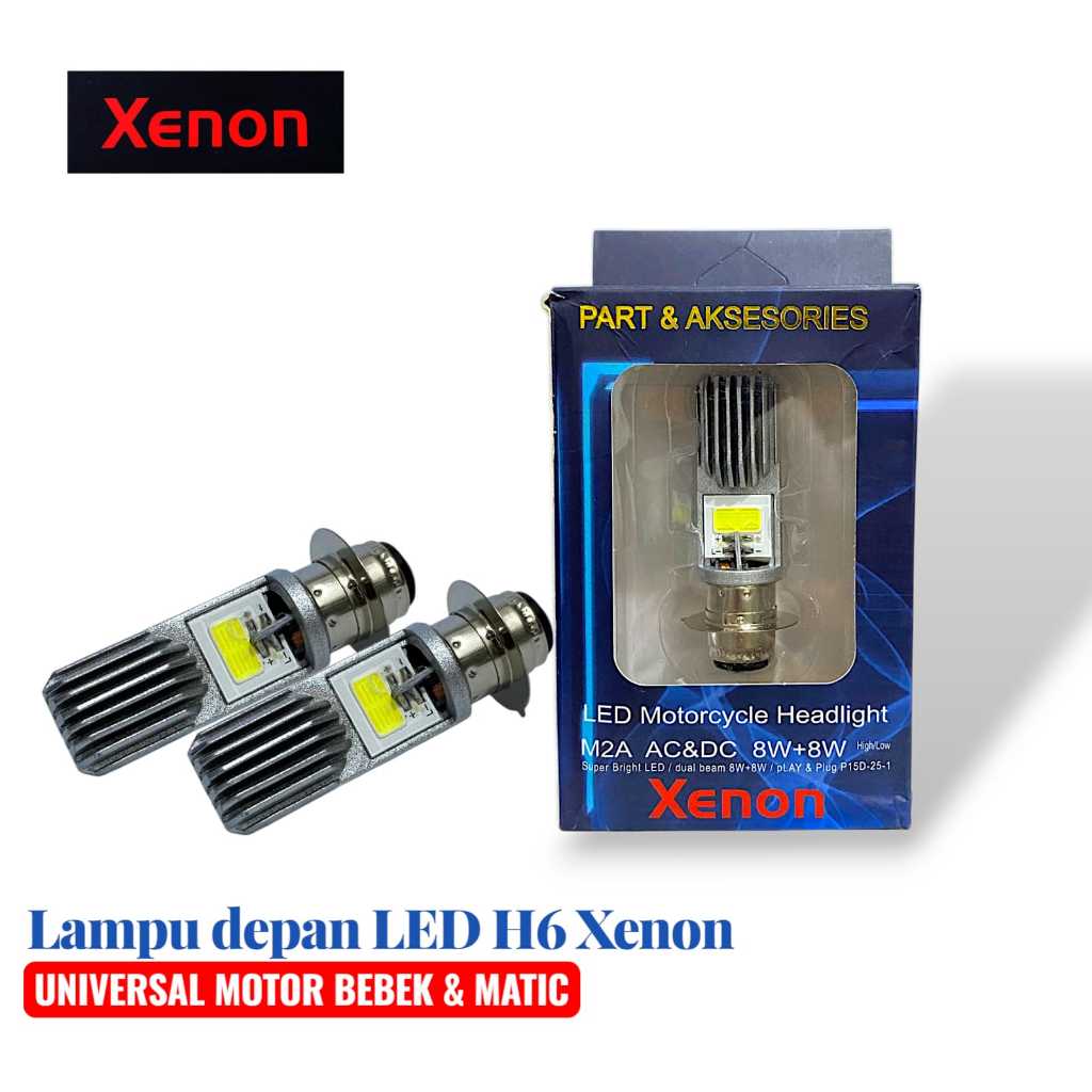 lampu Bolam VND Bohlam Depan Motor Halogen H4 dan H6  12 mata LED motor Matic/Bebek Sport universal