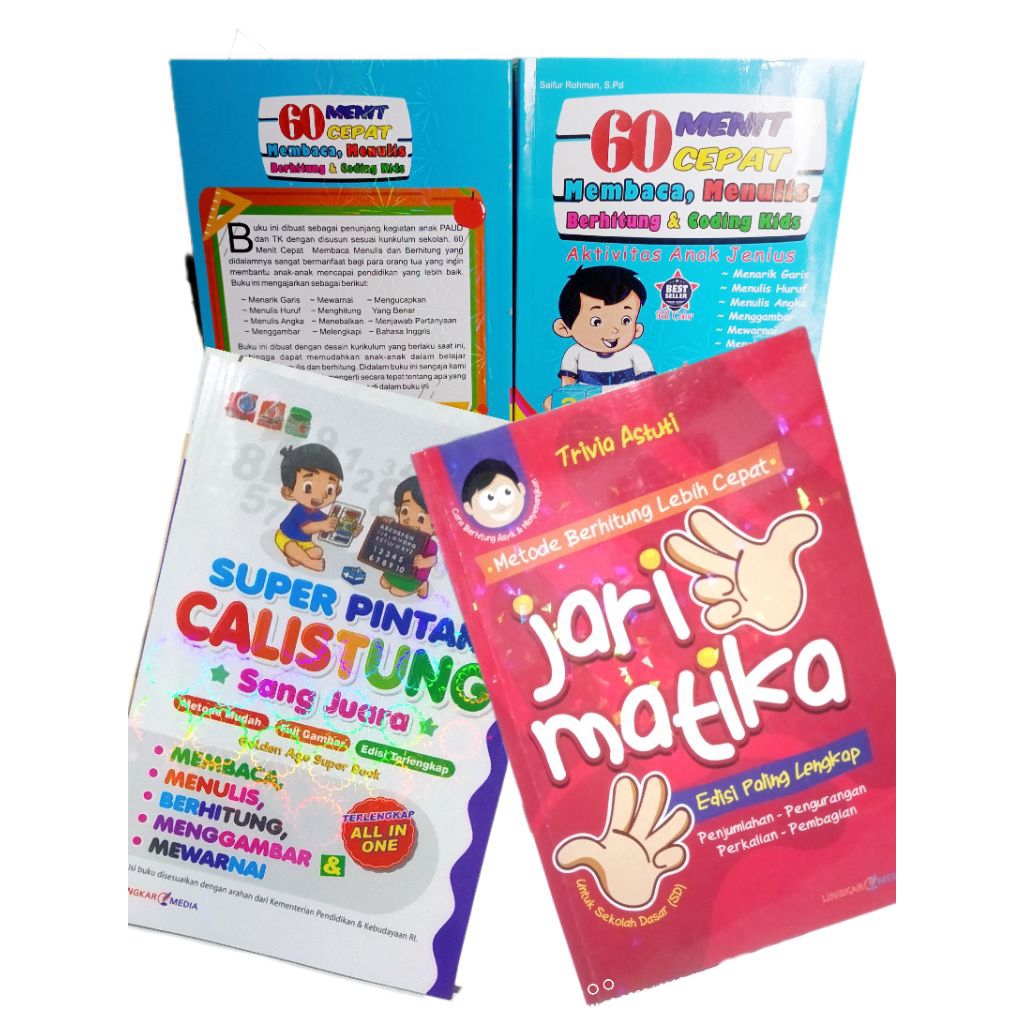 Paket 3 Buku 60 Menit Pintar Membaca, CALISTUNG dan Pintar Jarimatika