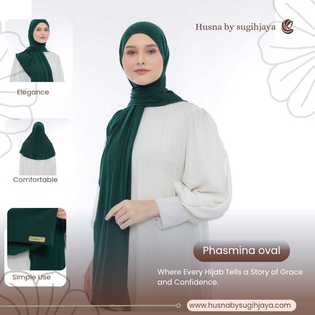 Hijab Pasmina Oval Dewasa By Husna By Sugih Jaya Bahan Jersey Premium Zara