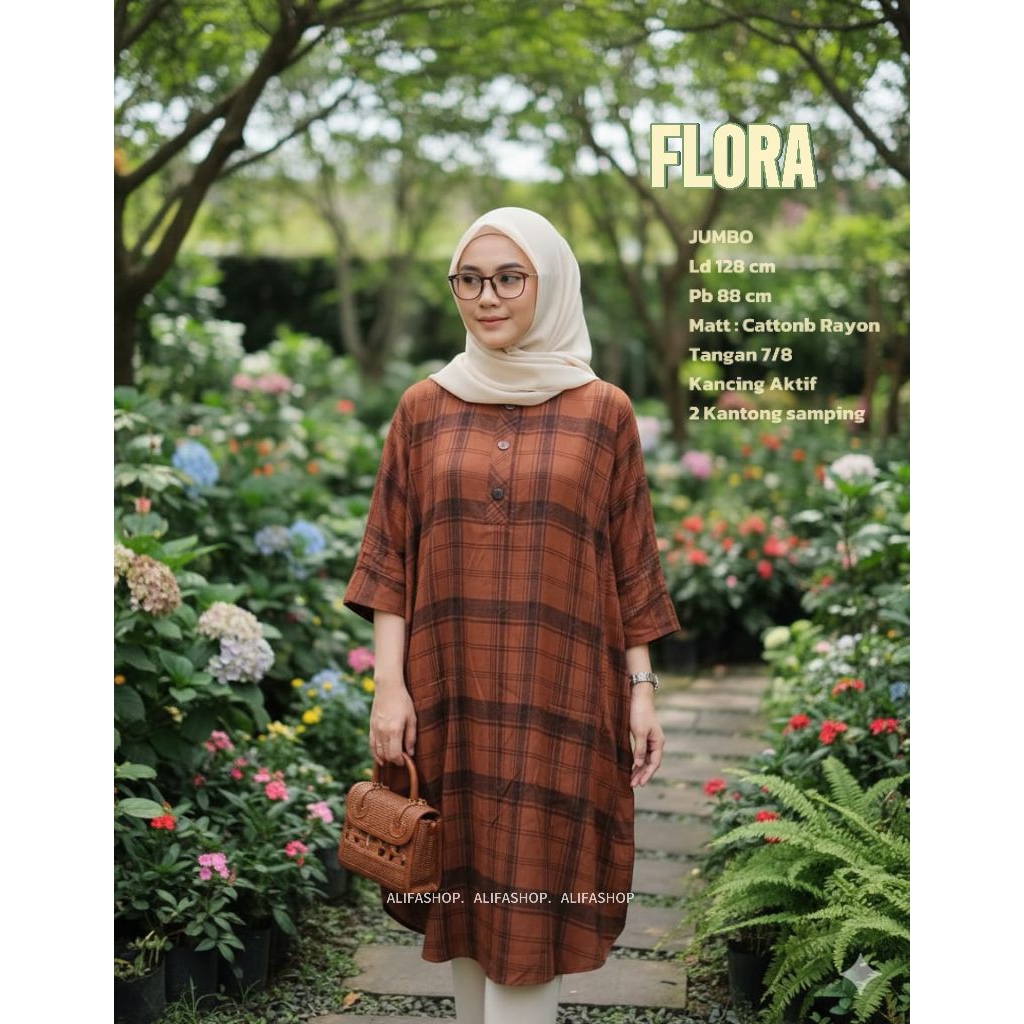 Promo Terbaru Stevia Flora Tunik Jumbo Oversize (L.D128)Atasan Blus Busui Rayon Premium Import Motif