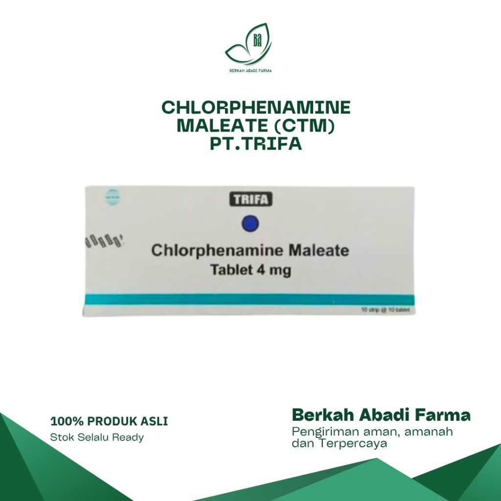 CTM Trifa Chlorphenamine Maleate 4 mg Tablet 100 Tab – Obat Alergi, Flu, Gatal – Produk Asli PT Trif