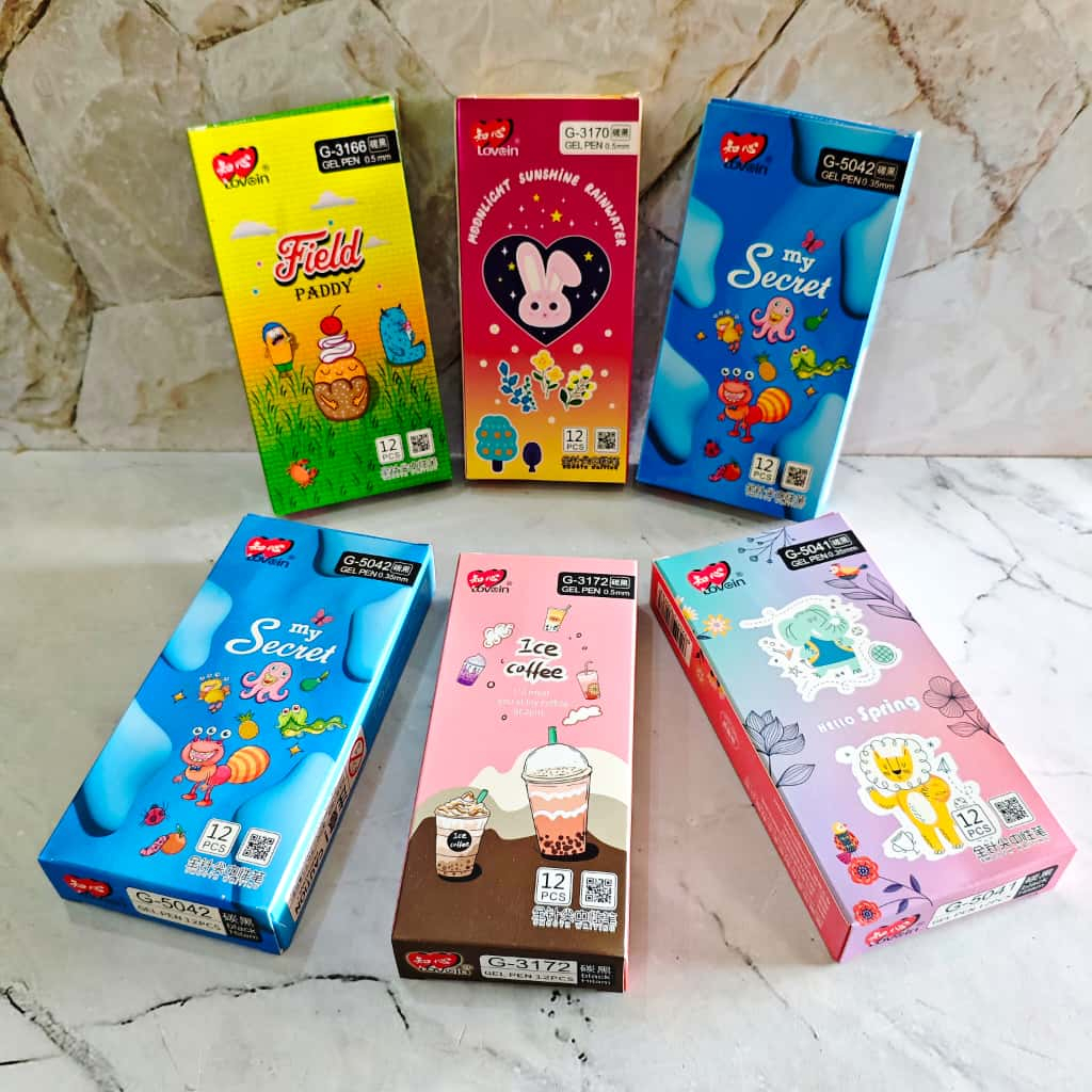 SELUSIN ( 12 PCS ) Pulpen Lovein Zhi Xin Gel Pen Lovein ZhiXin
