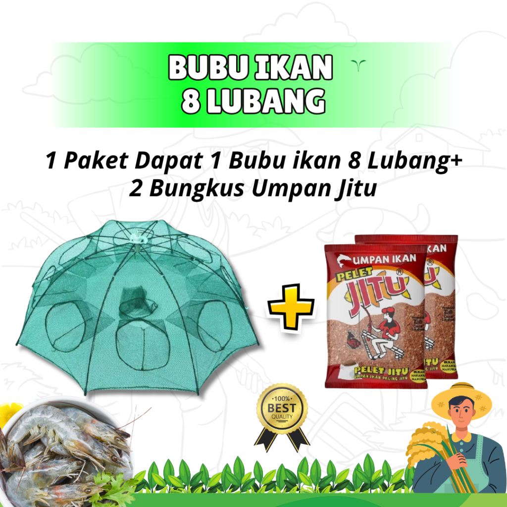 Bubu Payung Perangkap Ikan Udang 8 Lubang | Jaring Jebakan Lipat Untuk Segala Ikan