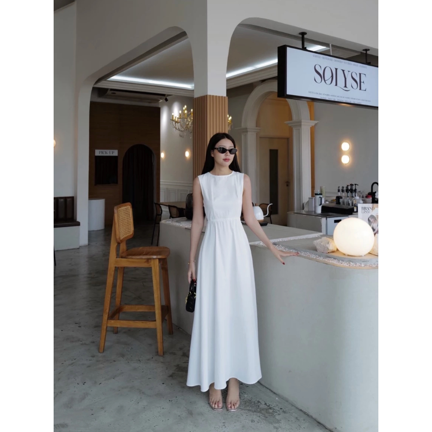 LUXENTIC- TS0436 YESSIE DRESS BACKLESS BASIC MIDI LONG DRESS IMPORT PREMIUM BANGKOK