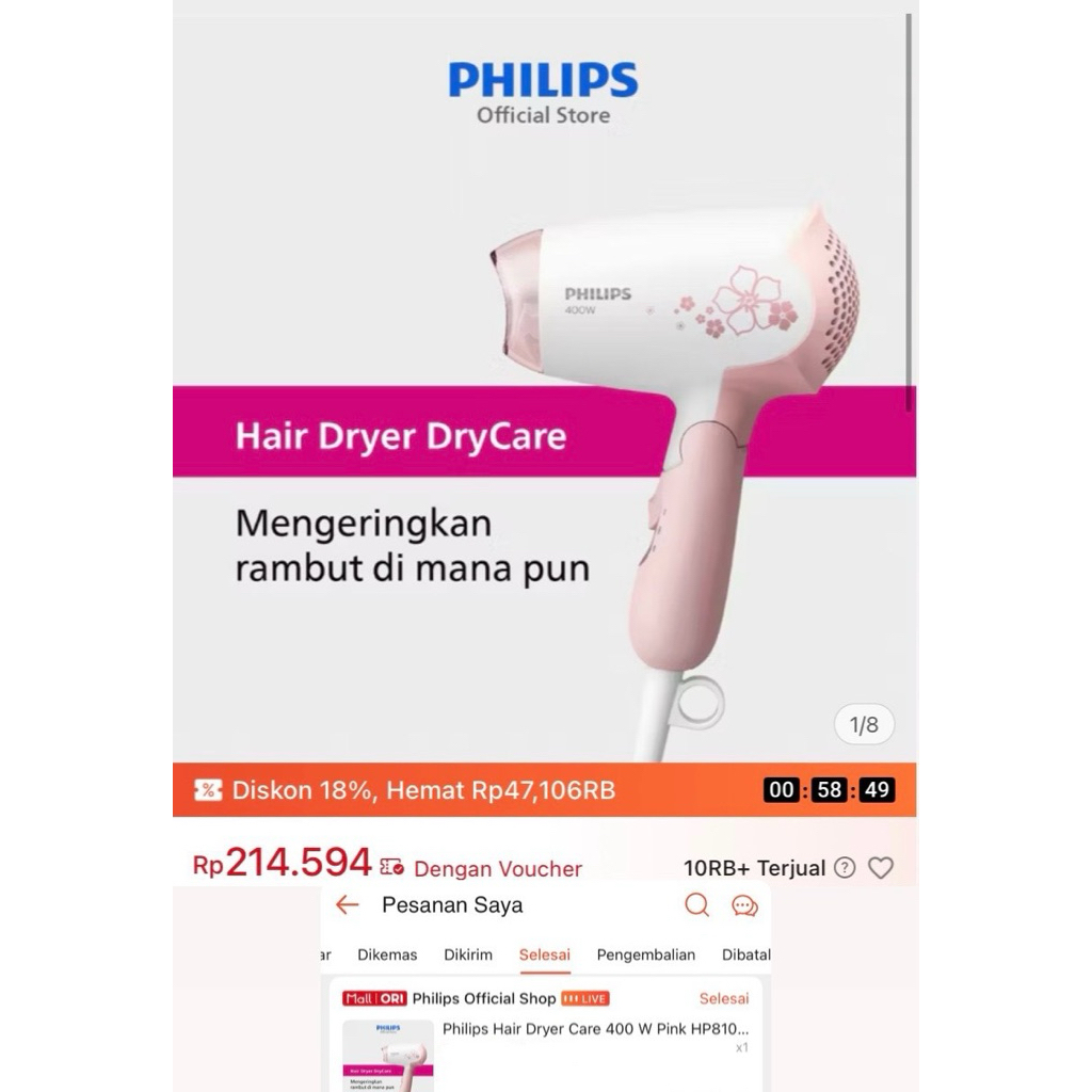HAIR DRYER PHILIPS PRELOVED
