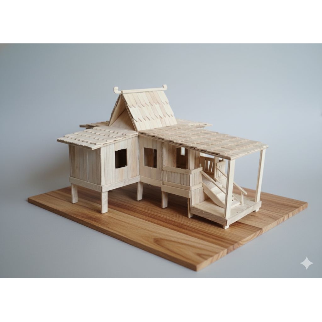 miniatur rumah adat Bubungan tinggi Kalimantan