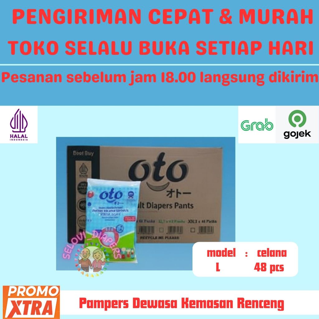 Pampers Dewasa / popok dewasa model celana merk OTO Diapers PANTS BEST SELLER KUALITAS TERBAIK dan O