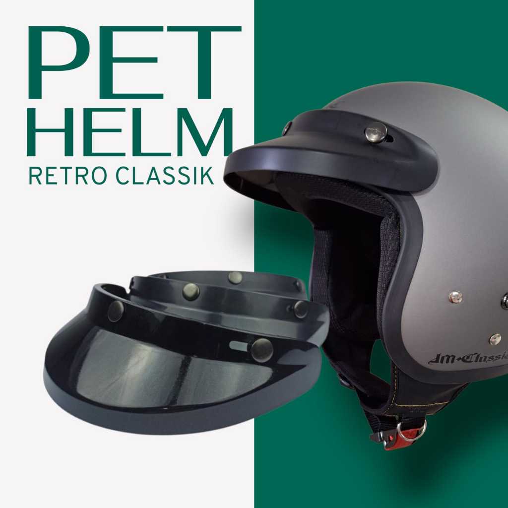 Pet Helm Retro Topi Pendek Panjang Warna Doff Gloss