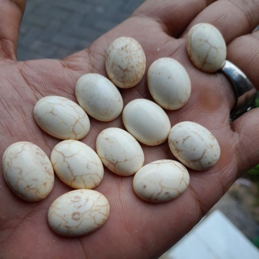 batu akik pirus putih natural howlite 20x15 mm