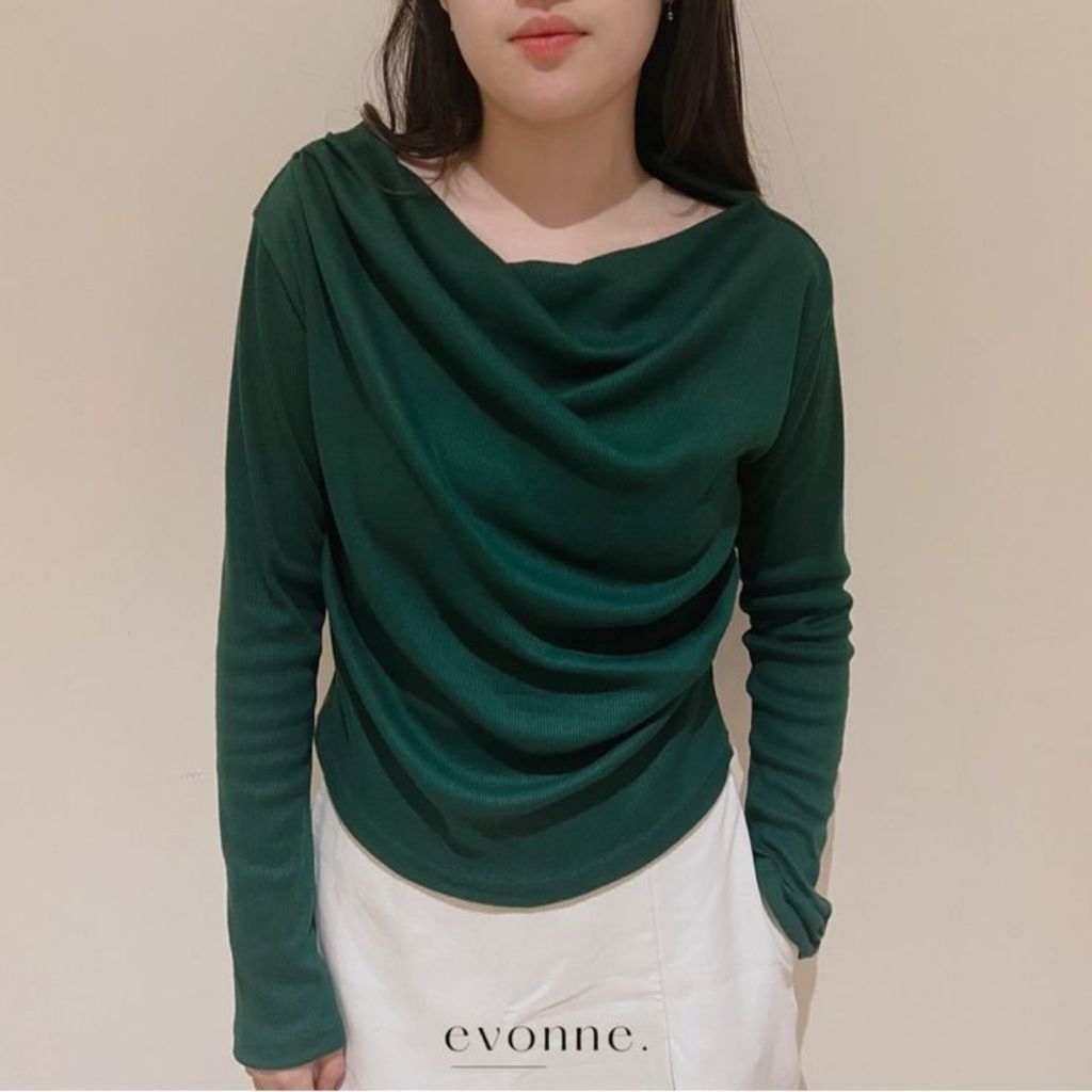 April Top Premium/Atasan Casual Basic Rib Wanita / Atasan Lengan Panjang Wanita