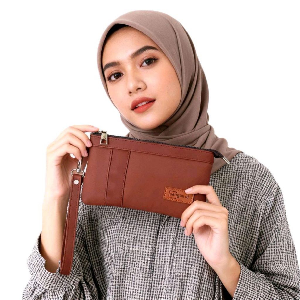 Dompet Wanita Clutch Premium Lokal Branded Kulit Pouch HP Kartu Kekinian dengan Desain Elegan