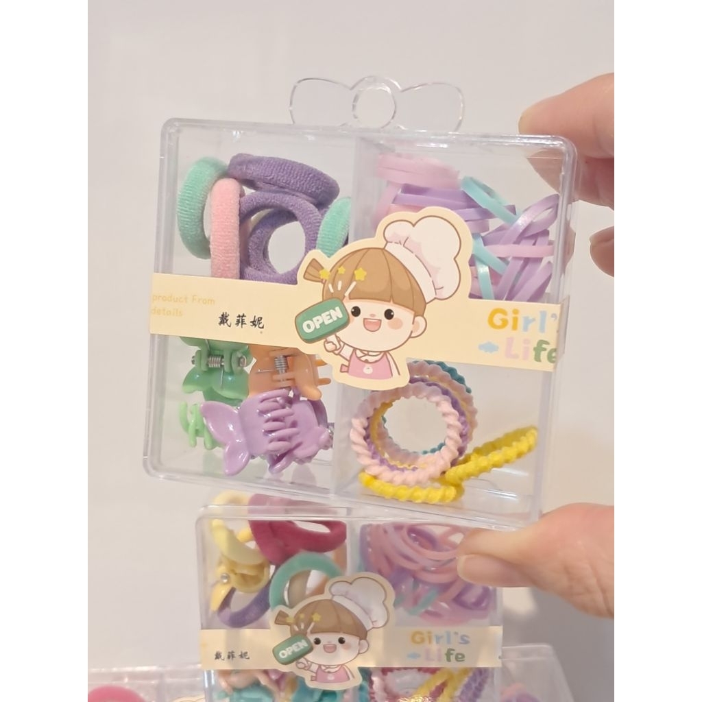 Jepitan set dengan box - jepitan dan karet mixed - jepit kutu - karet donat - karet jepang - karet r