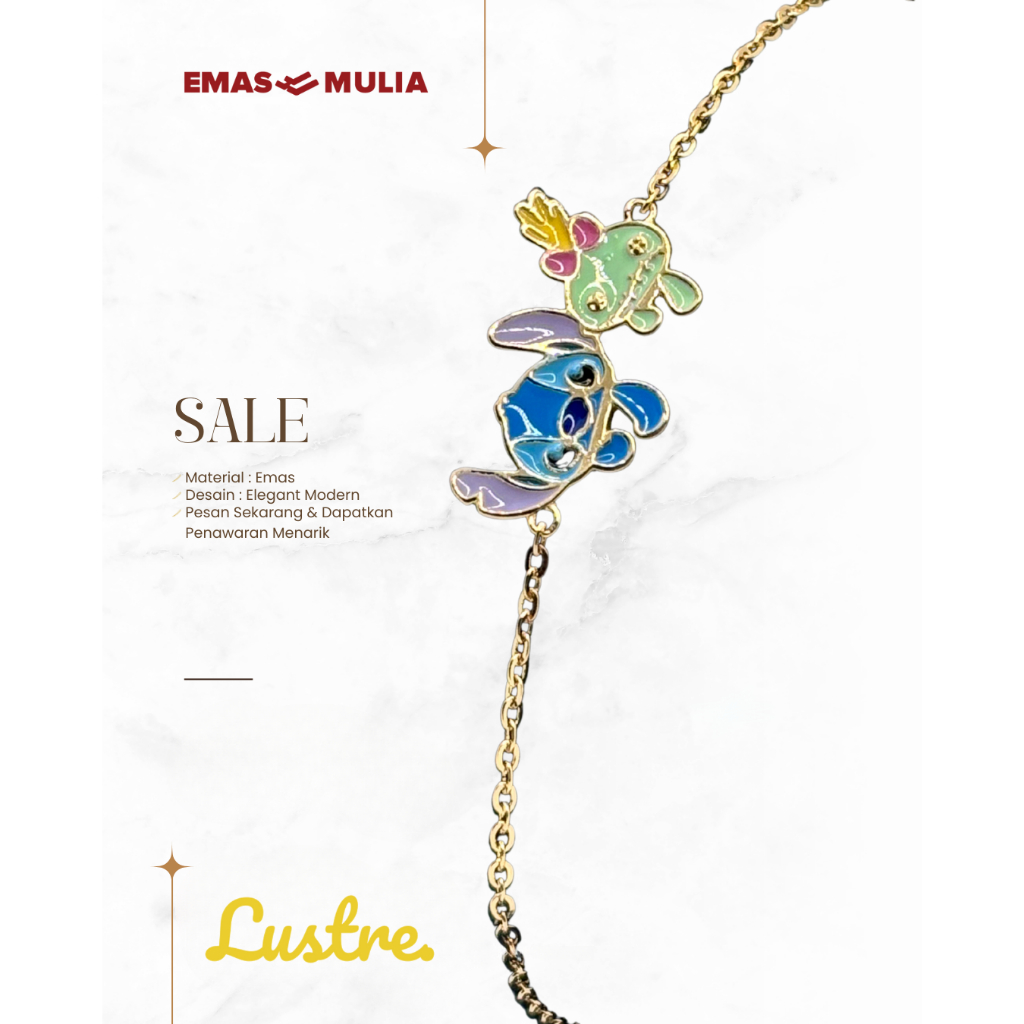 001 O1 - O3 UBS Gold Gelang Kasandra Disney Stitch KGY0225-1