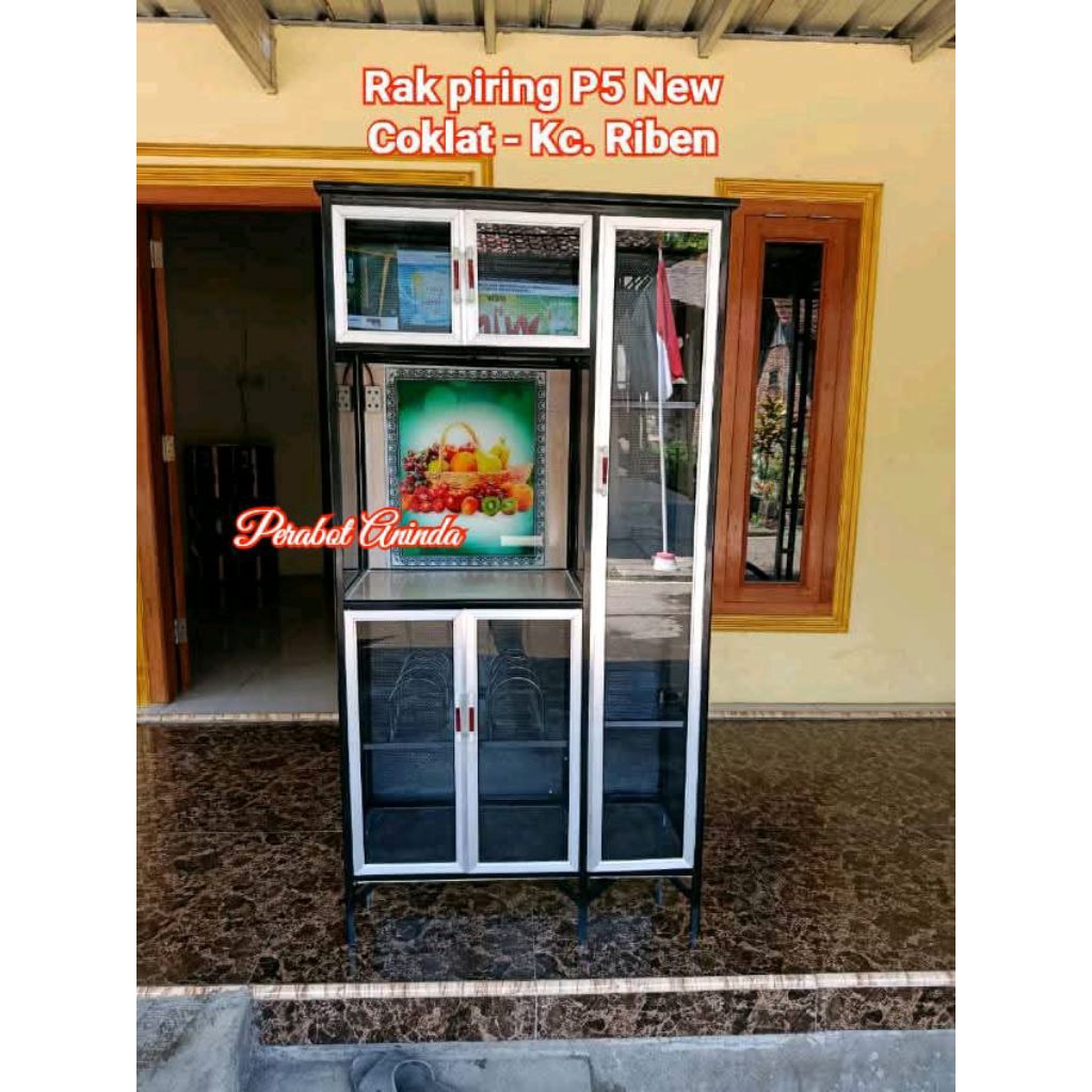 (SEMARANG KOTA & SEKITAR) RAK PIRING ALUMUNIUM KACA P5 PINTU PANJANG
