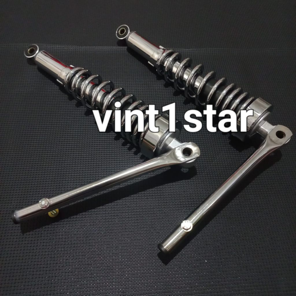 SHOCK SOK SHOK BELAKANG RX KING RX K RXKING CHROME + BEHEL / BEGEL SAMPING LURUS CHROME