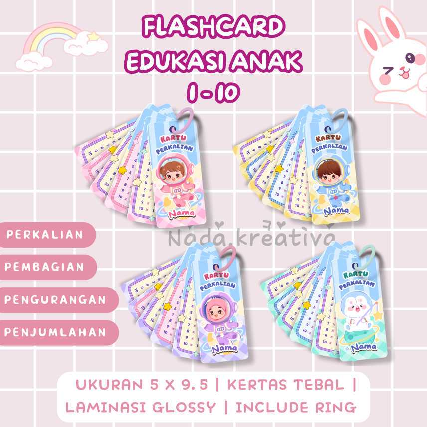 FlashCard Tabel Perkalian Anak Edukatif Tabel 1 Sampai 10