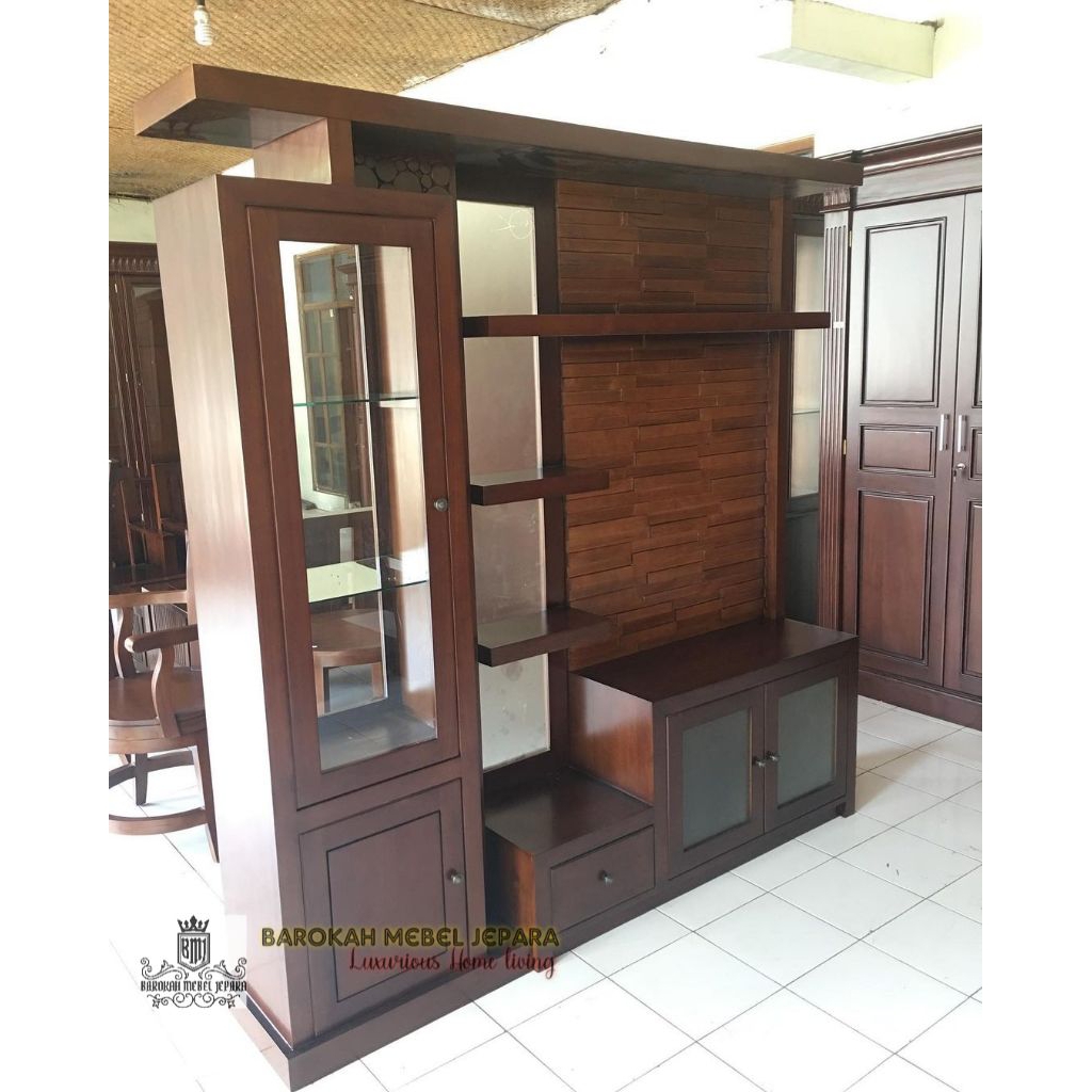 bufet partisi tv bufet tv minimalis model partisi motif anyaman bata terbaru