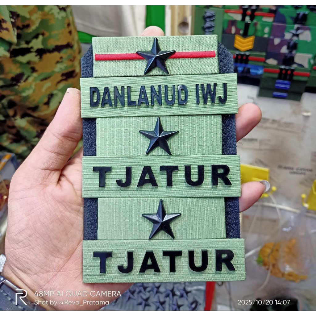 Papan Nama Topi Pet PDL Sage Green + Pangkat Brigjen