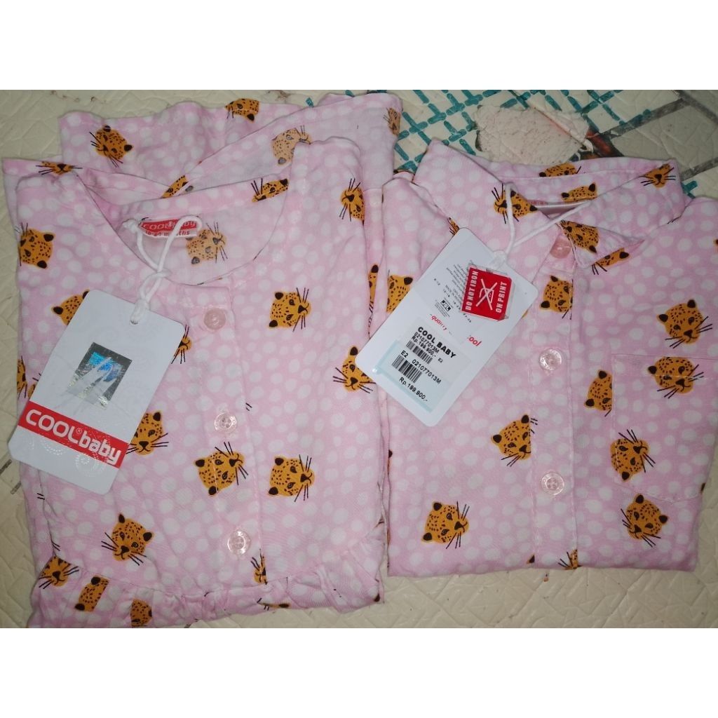 Blouse anak perempuan Coolbaby motif polka macan