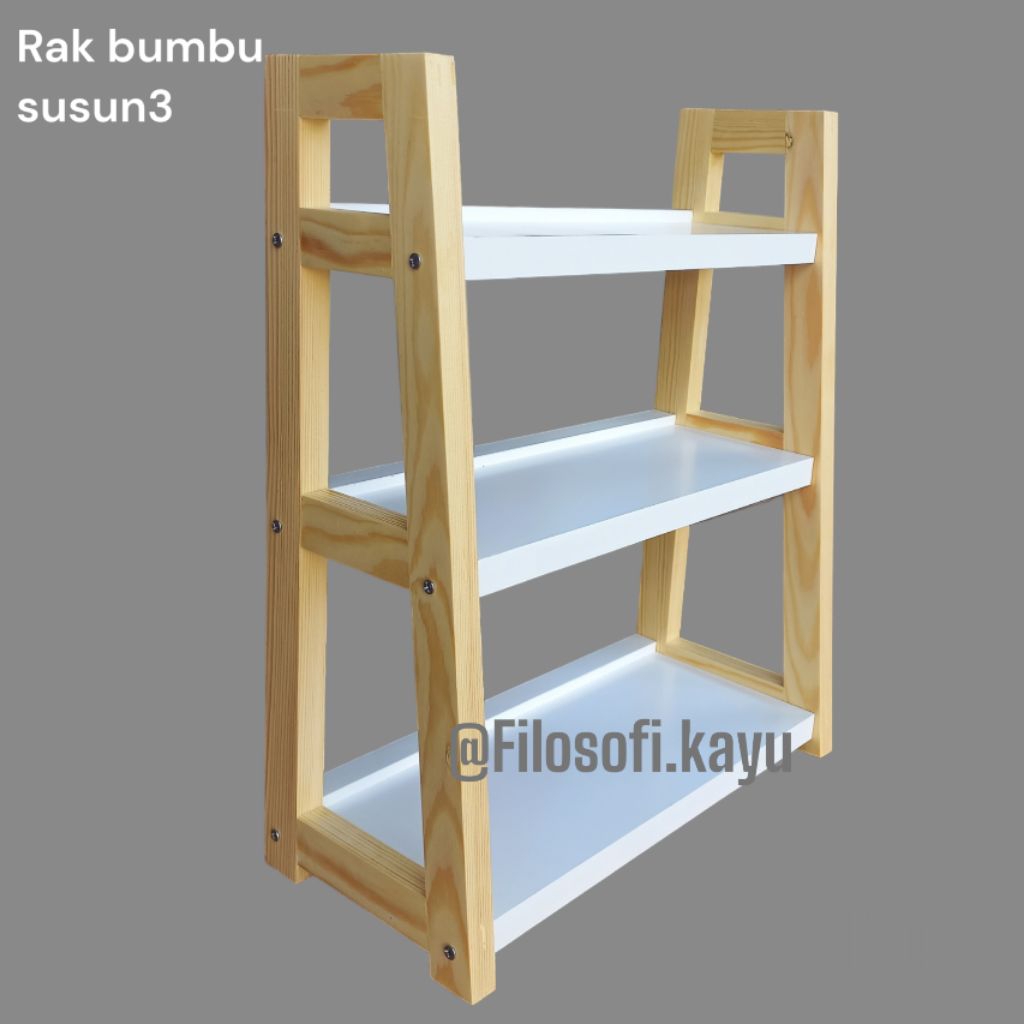 RAK BUMBU DAPUR SUSUN 3 / RAK BUMBU KAYU / RAK BUMBU DAPUR AESTHETIC
