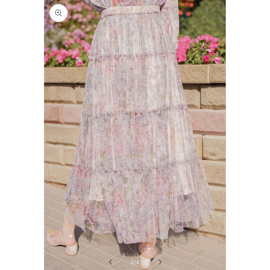 Benang Jarum BJ into the Garden ITG Skirt Rok Pleated Plisket Mono Monogram size M