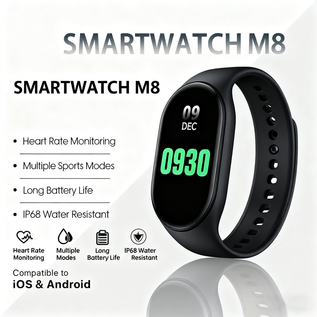 Xiaomi Jam Tangan Pintar M8 Smartwatch Original Smartband/Gelang Pintar8 Unisex//Jam TanganOlahraga