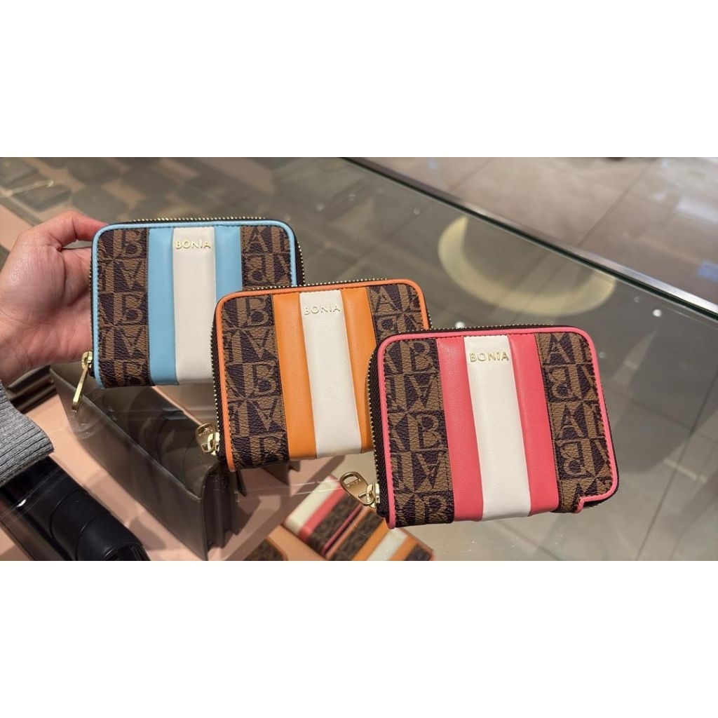 dompet kecil Zipper monogram Lis polos Bonia ori