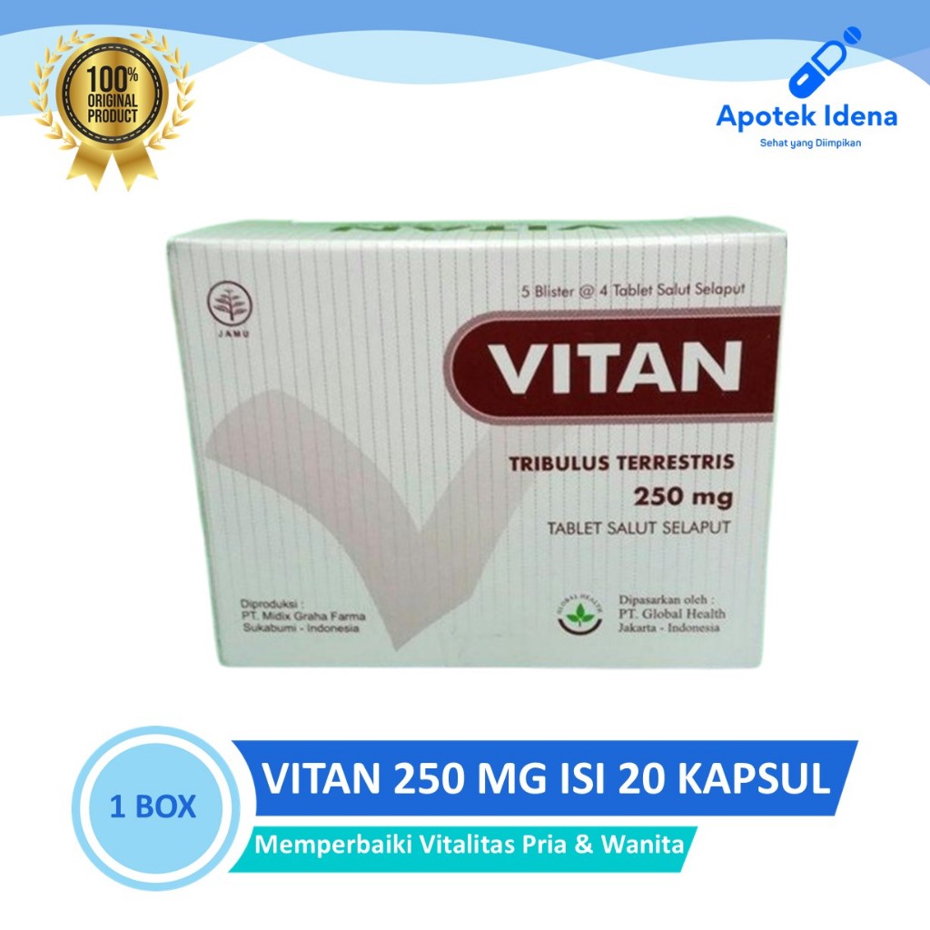 VITAN 250mg ISI 20 Tablet Ekstrak Tribulus Terrestris Asli, Vitalitas Pria Wanita