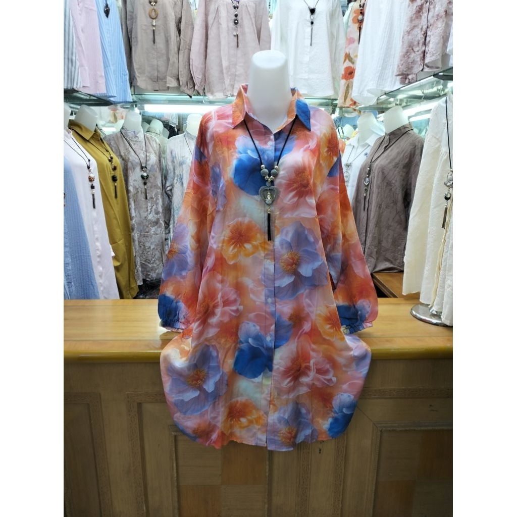 TUNIK JUMBO KATUN RAYON MOTIF BUNGA BUNGA T 209