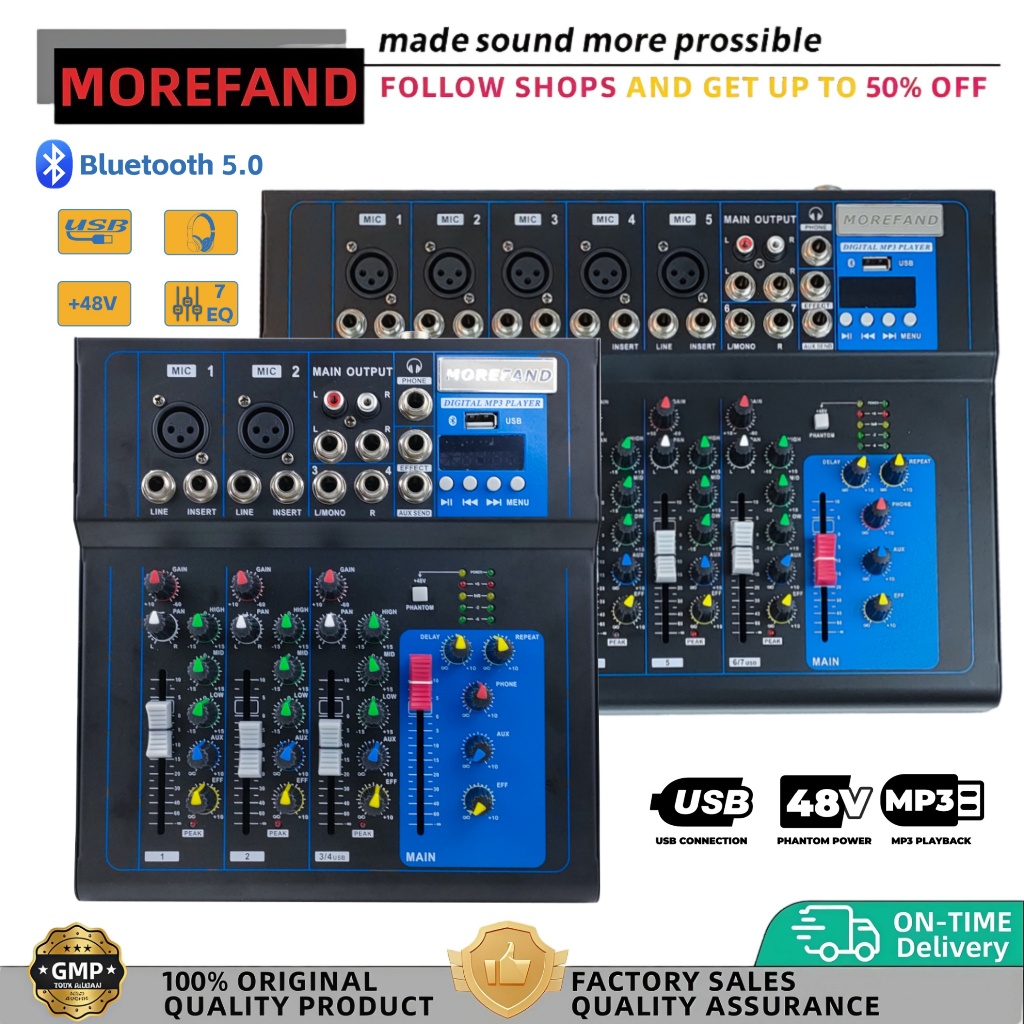 MIXER AUDIO profesional 7/4-channel MG4/7BT Penguat sinyal USB Penguat KTV Penguat kinerja panggungP