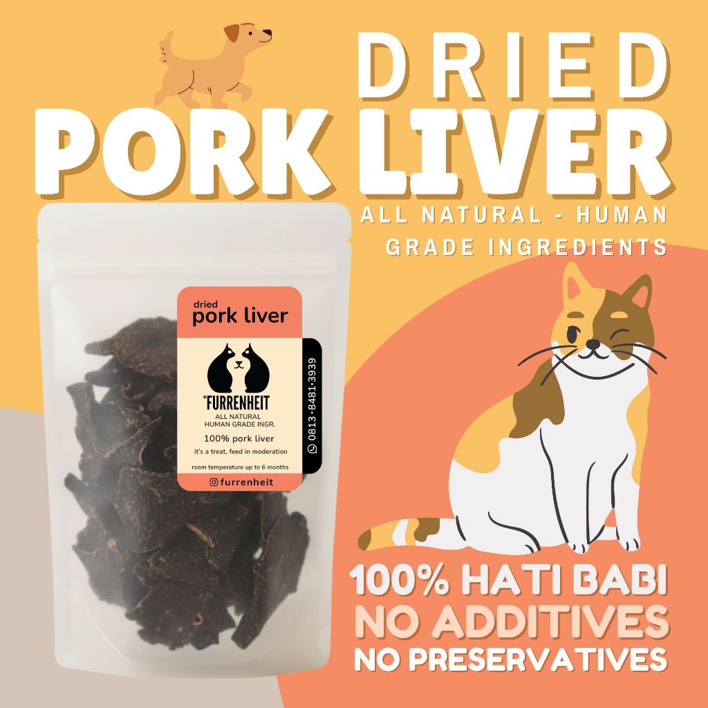 [FURRENHEIT] DRIED PORK LIVER (20g/50g) HATI BABI KERING | Dehydrated Snack Kucing Kering Cemilan Ku