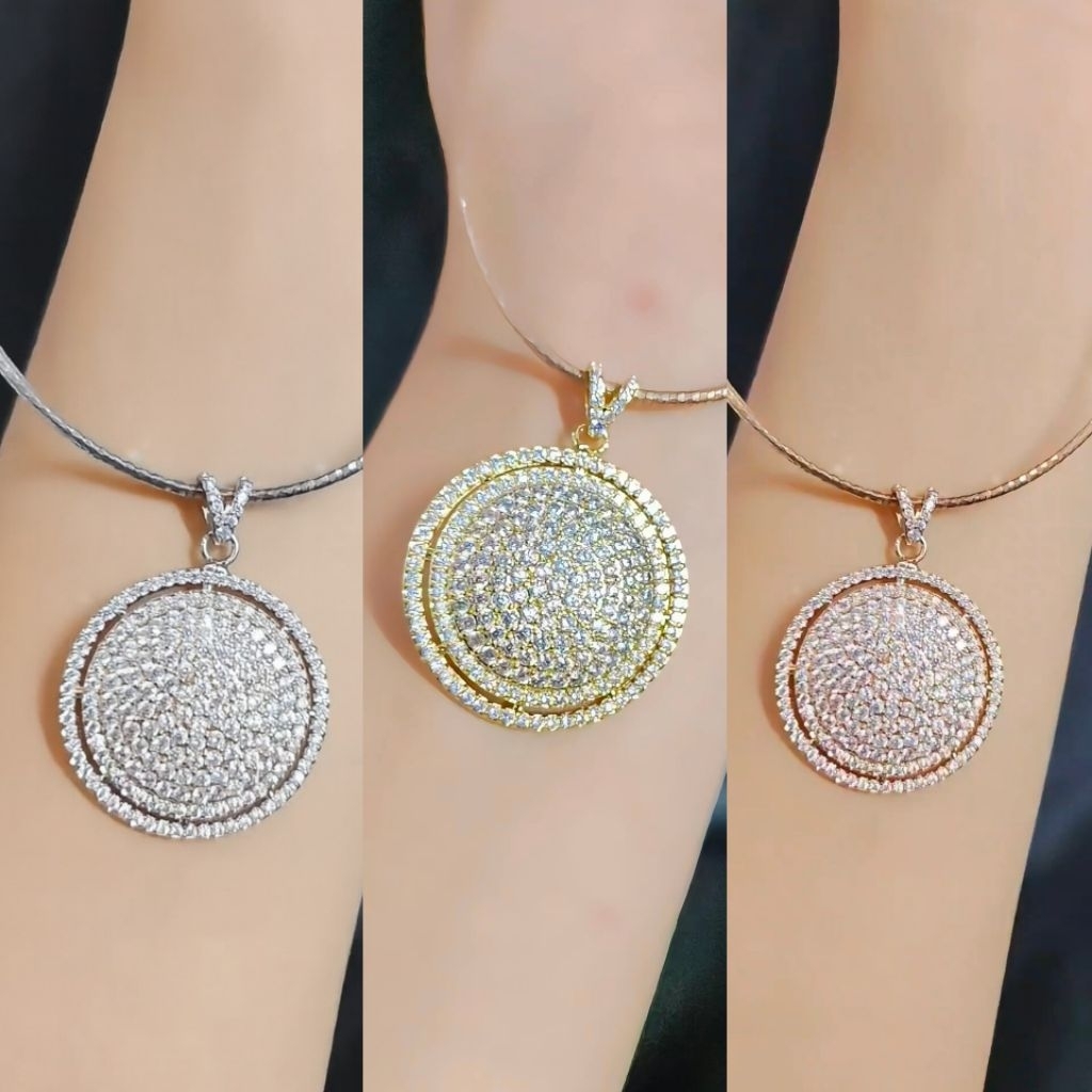Xuping88jewellery Liontin Kalung Opak Bulat Choker mewah anti hitam lapis emas titanium bronze 24k
