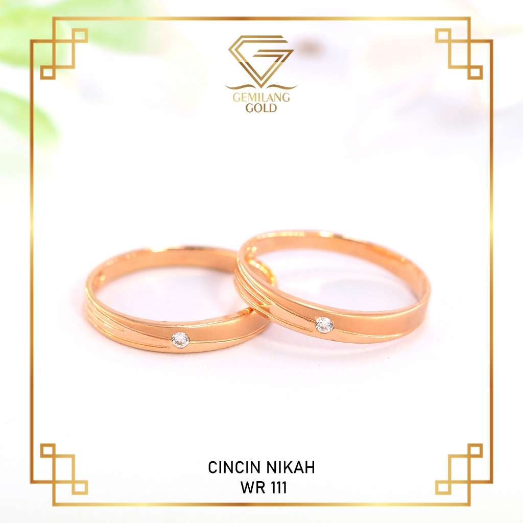 Cincin Emas Cincin Nikah Tunangan Rose Gold Kadar 16K - Gemilang Gold ID - WR 111
