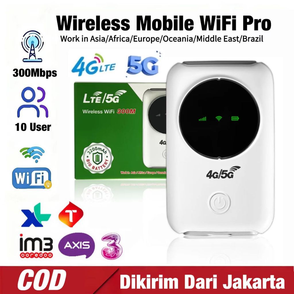 Modem Wifi 5g All Operator Sim Card Wireless Hotspot 300Mbps wifi Portable All Operator 3200mAh