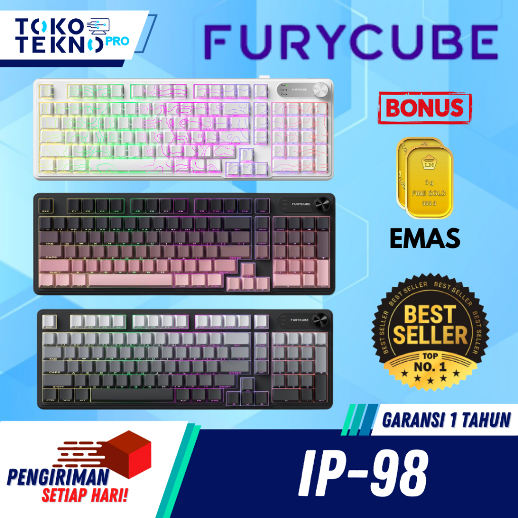 Furycube IP98 / IP-98 / IP 98 IP Feel Wired Mechanical Gaming Keyboard Membrane South Facing RGB LED
