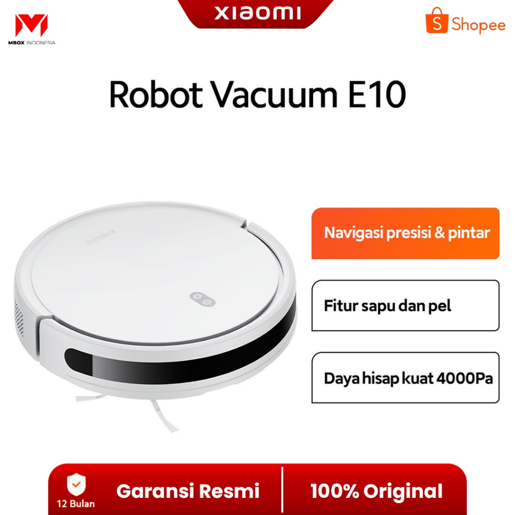 Xiaomi Robot Vacuum E10 Daya Hisap 4000Pa Sapu dan Pel